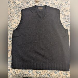 Brooks Brothers Heathered Navy V-Neck Sweater Vest